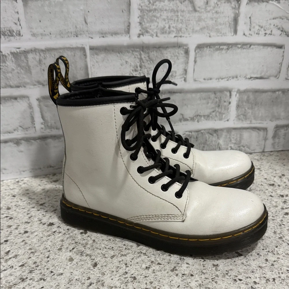 Dr. Martens White Combat Boots, Girls EU 34